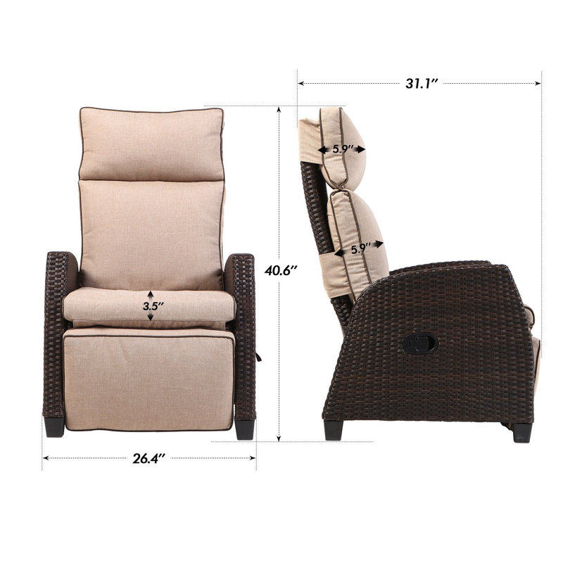 Red Barrel Studio® Bexar Recliner Patio Chair With Cushion & Reviews